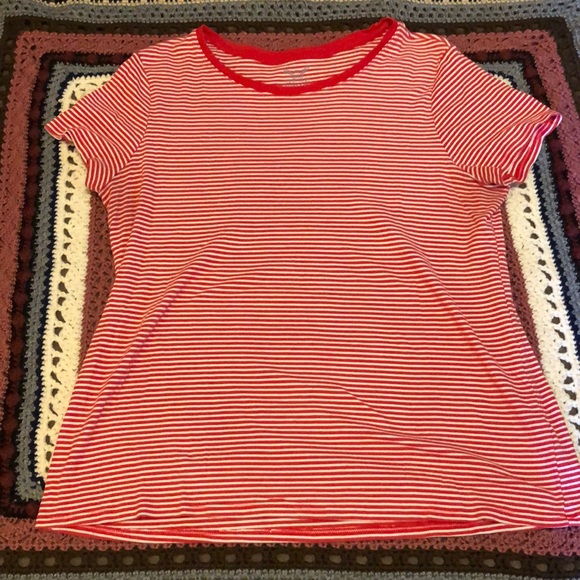 Faded Glory Red and White Striped Short Sleeve Shirt -XXL - Picture 1 of 5